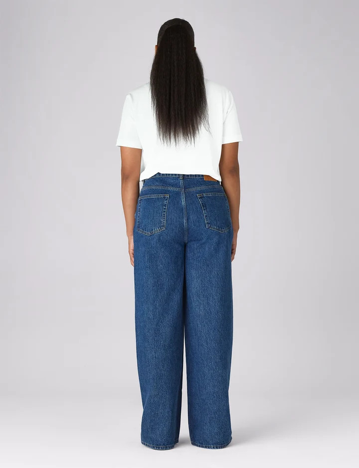 Fawcett Jeans: Wide Leg - High Waist, Mid Blue | With Nothing Underneath