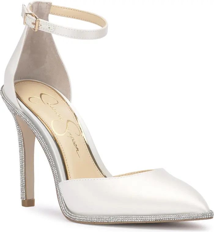 Jessica Simpson Pemota Ankle Strap Pointed Toe Pump | Silver Heels | Party Outfit | Nordstrom
