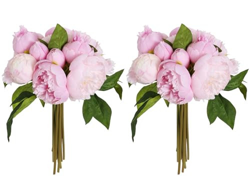 ICBOX Pink Peonies Silk Flowers 2 Bouquets Pink Fake Peonies 14 Heads Faux Peony Flowers with Stems for Wedding Decoration Bride Bouquet Faux Flowers Crafts Floral Arrangement (Multi-Pink) | Amazon (US)