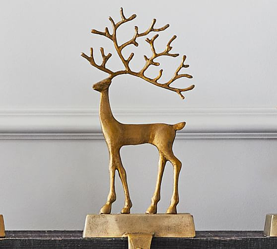 Brass Sculpted Reindeer Stocking Holders | Pottery Barn (US)
