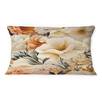 Sandy Beige Peonies Mirage Peach - Floral Printed Throw Pillow | Wayfair North America