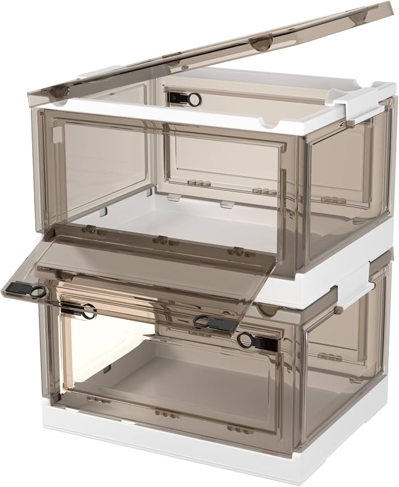 Storage Bins with Lids, 2 Packs 6.5Gal Plastic Storage Bins for Closet Organizers and Storage, St... | Amazon (US)