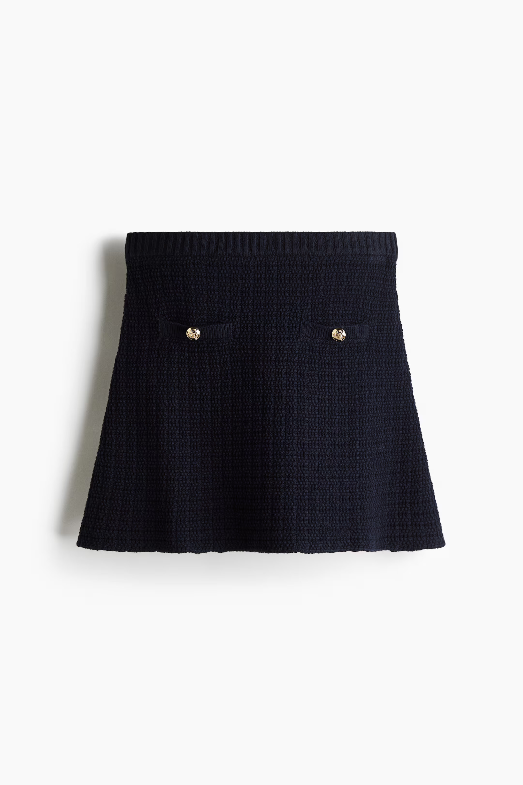 A-line moss-knit skirt - Navy blue - Ladies | H&M GB | H&M (UK, MY, IN, SG, PH, TW, HK)