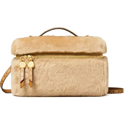 Tory Burch Romy Genuine Shearling Slim Top Handle Bag in Teddy at Nordstrom | Nordstrom