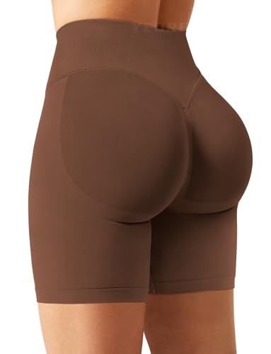 YEOREO SoftHue Women Workout Gym Impact Shorts Biker Scrunch Butt Lifting 2.5"/3.6"/4.5"/6" Shorts Deep Brown S | Amazon (US)