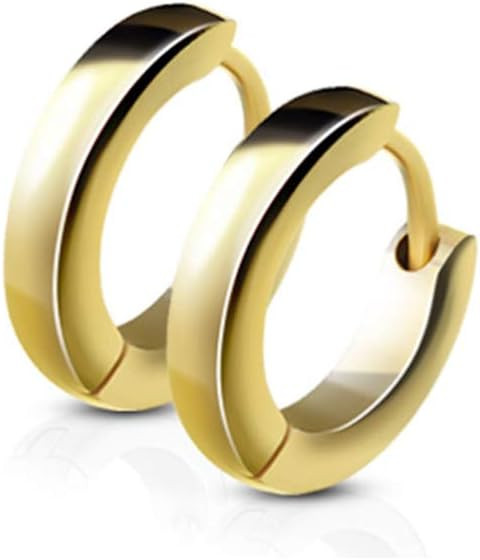 SPARKLE XOXO Small Stainless Steel Yellow Gold Plated Round Huggies Hoop Earrings (2.5mm width & 8mm length) | Amazon (US)