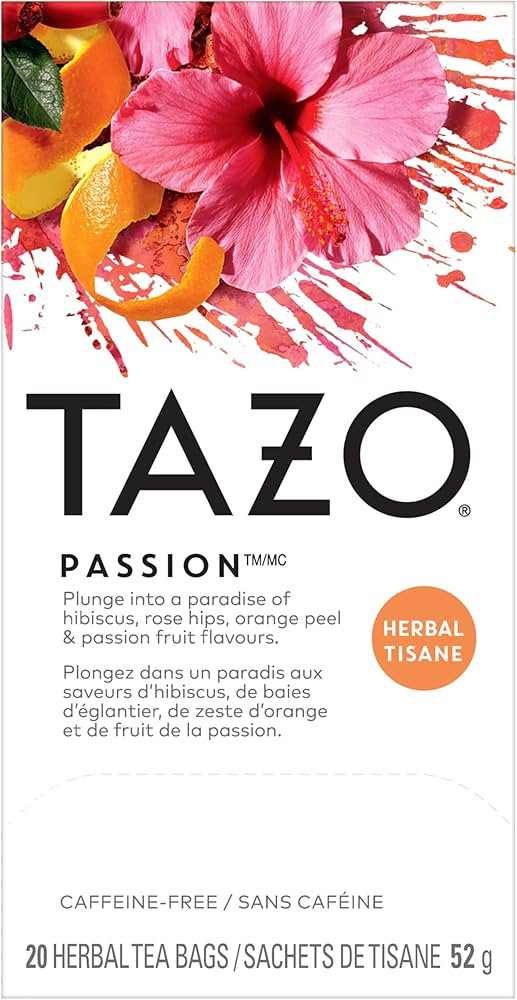 TAZO Passion Herbal Tea Bags, Hot or Iced, Caffeine Free, 20 Total Tea Bags | Amazon (US)