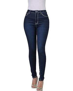 High Waisted-Rise Colored Stretch Skinny Destroyed Ripped Distressed Jeans for Women Olive Mustar... | Amazon (US)