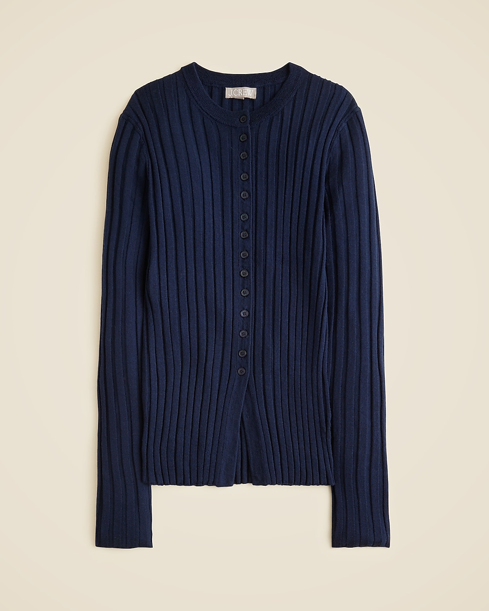Wide-rib fitted cardigan top in merino wool | J. Crew US