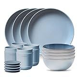 Corelle Stoneware 16-Pc Dinnerware Set, Handcrafted Artisanal Double Bead Plates, Meal Bowls, Bowls  | Amazon (US)