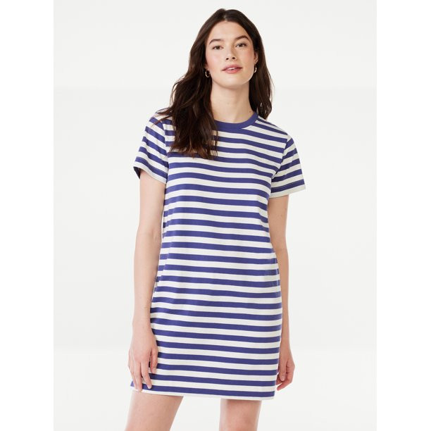 Free Assembly Women's Mini T-Shirt Dress with Short Sleeves, Sizes XS-XXL | Walmart (US)