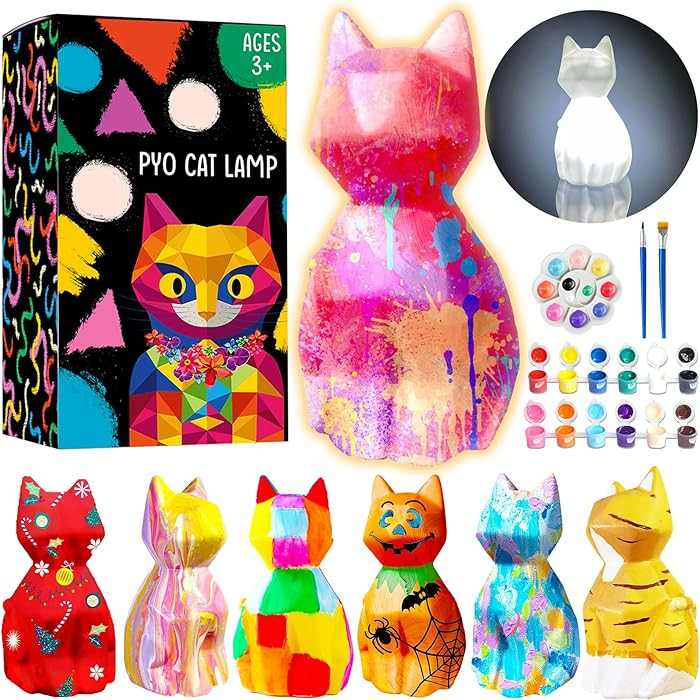 Goodyking Paint Your Own Cat Lamp Kit, DIY Cat Crafts Night Light, Painting Kit Arts & Crafts for... | Amazon (US)