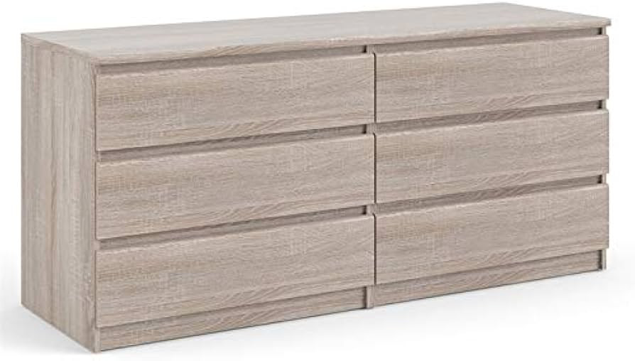 Pemberly Row Modern Contemporary 6 Drawer Wide Double Bedroom Dresser in Truffle | Amazon (US)