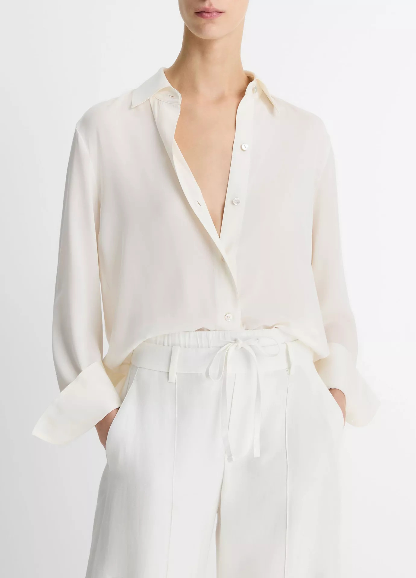 Stretch-Silk Button-Front Blouse | Vince LLC