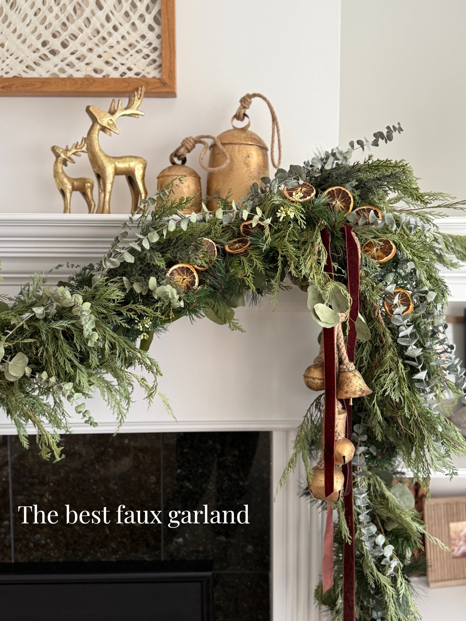 Mixing faux and real garland makes a huge impact. I have blended both for years. This is BY FAR the best fact garland I have even used. I then wrap cedar, and eucalyptus in the branches for the full look. 

Holiday decor with an organic feel. 

#LTKHome #LTKHoliday