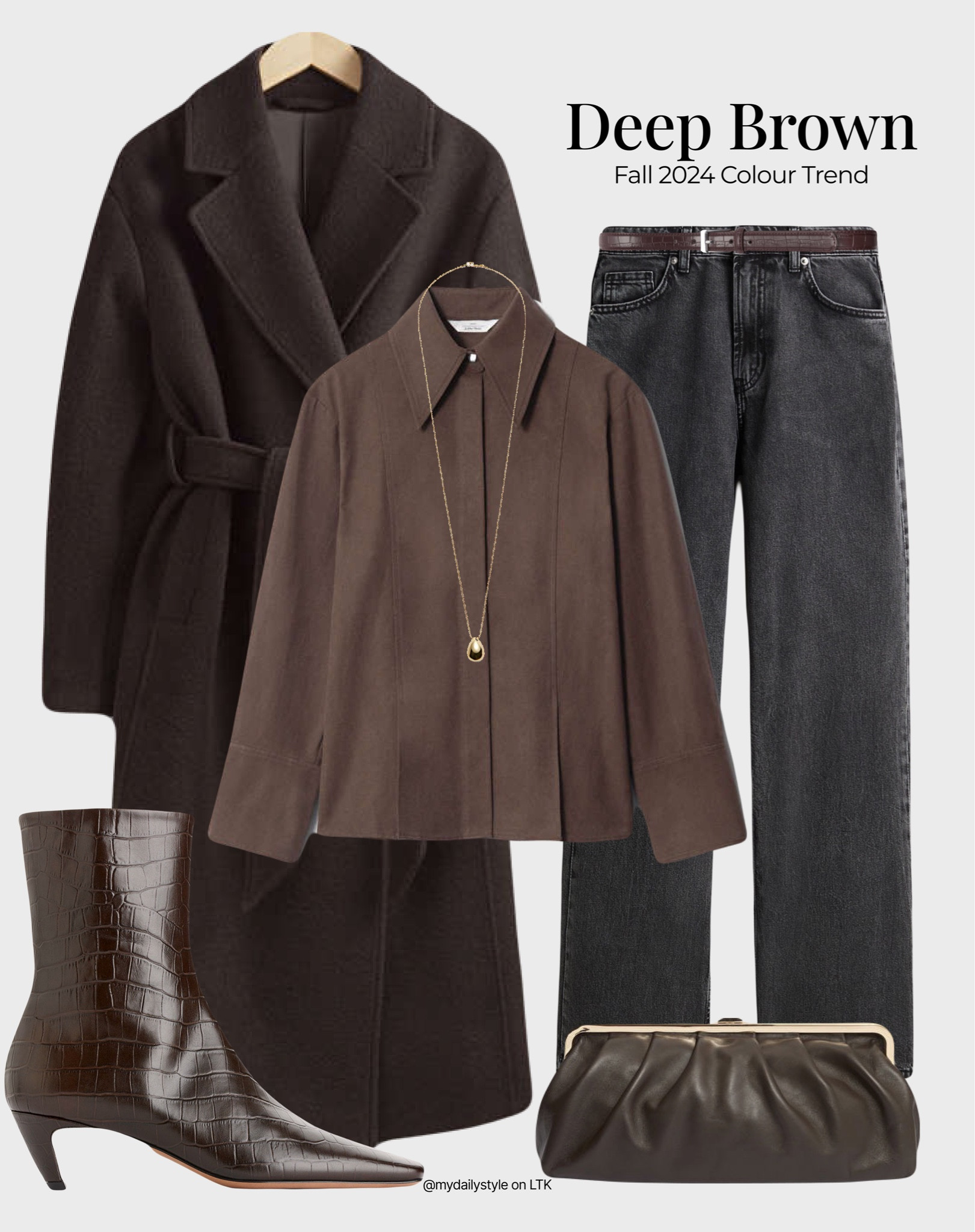 Chocolate brown is the perfect fall shade for everyone! 🖤

Styling deep brown silk shirt with belted wool coat,  wide high jeans, classic leather clutch bag, & heeled ankle boots. 

Check out more styling ideas in my profile. 

Tags: chocolate brown, deep brown, brown shade,  fall style, pre-fall, autumn style, fall outfit, autumn outfit, fall fashion, autumn fashion, easy styling, simple everyday look, chic & basic outfit, Parisian look, casual outfit, capsule wardrobe, office look, brunch style, high street.


#LTKautumn #LTKshoes #LTKstyletip