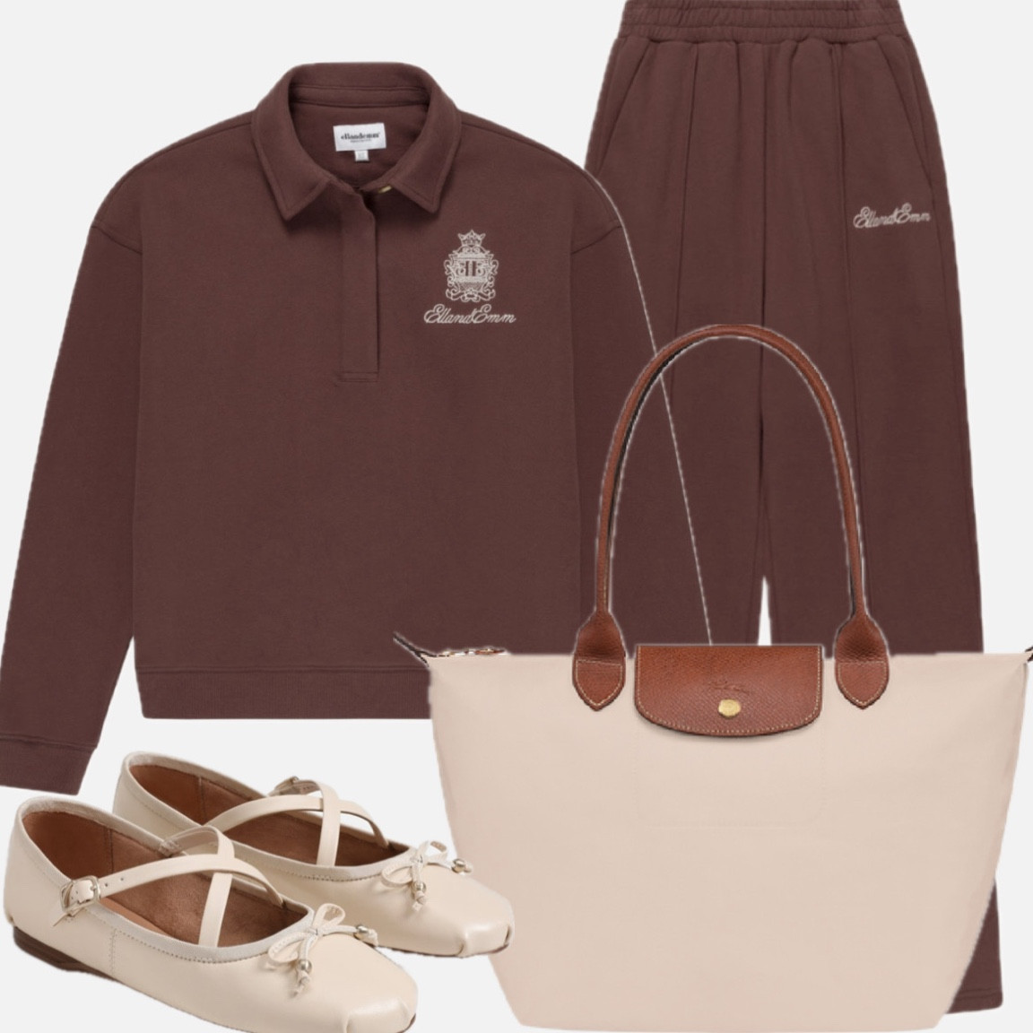 Women's casual outfit with my favorite comfortable ballet flats and Ell and Emm set. These zuri flats are the best walking shoes!!! They're like walking on clouds and I love this set because a it's an elevated take on traditional sweats

#LTKFindsUnder100 #LTKTravel #LTKShoeCrush