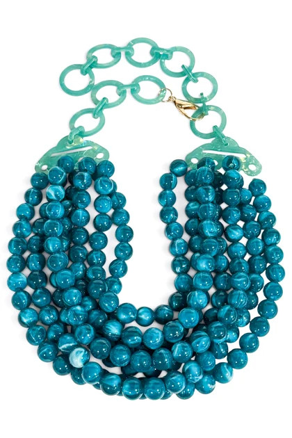 TWT\u00ae Laura Teal Smooth Bead 7 Strand Necklace | The Willow Tree
