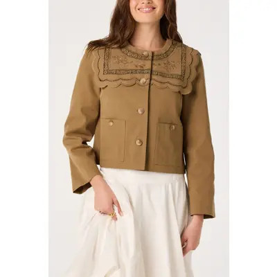 ASTR the Label Cleo Cotton Canvas Jacket in Nutmeg at Nordstrom, Size Large | Nordstrom