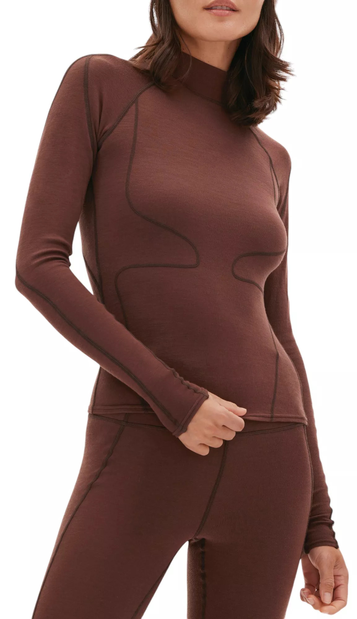 Halfdays Women's Fay Merino Baselayer Top, Medium, Spiked Cocoa | Dick's Sporting Goods