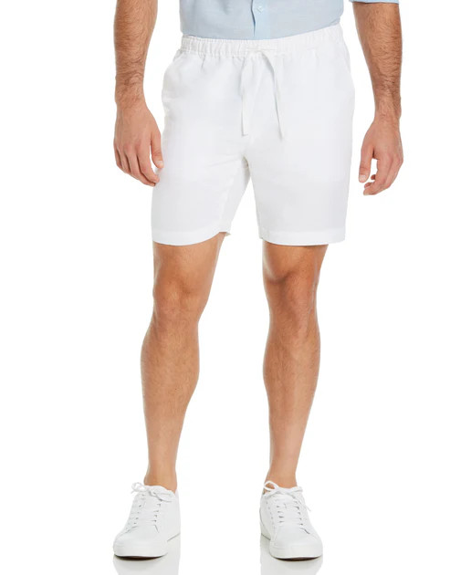 Linen-Blend Pull On Drawstring Shorts | Perry Ellis