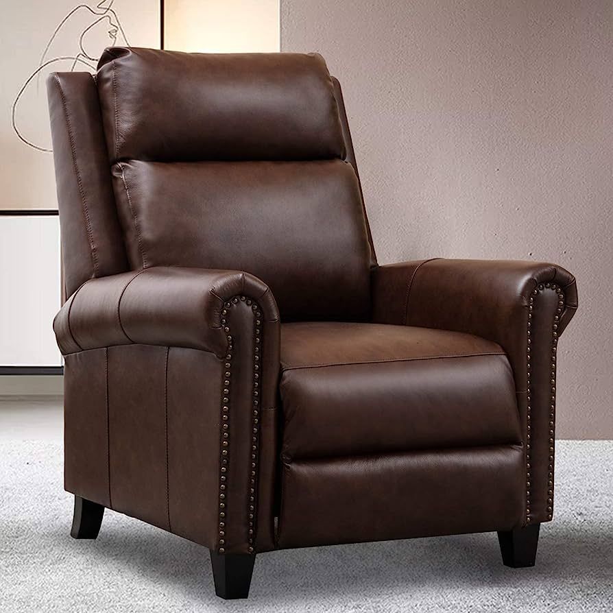 CANMOV Genuine Leather Recliner Chair, Classic and Traditional Push Back Recliner Chair with Comf... | Amazon (US)