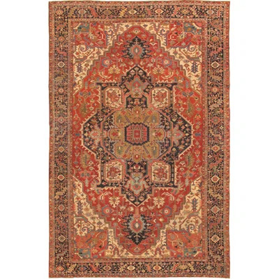 One-of-a-Kind Serapi Hand-Knotted 2010s Red/Navy/Ivory 12'7" x 19'7" Wool Area Rug | Wayfair North America