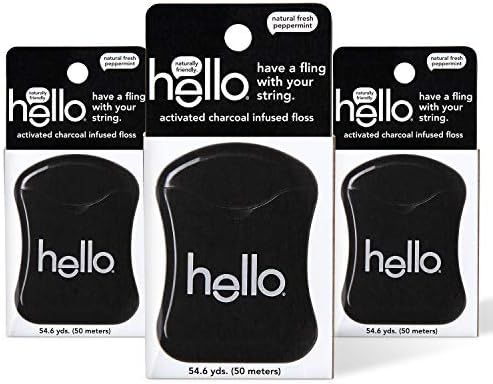 Hello Oral Care Activated Charcoal Infused Floss Vegan Wax, Fresh Mint , Natural Peppermint Flavo... | Amazon (US)