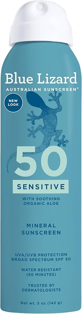 BLUE LIZARD Mineral Sunscreen Sensitive SPF 50+ Spray, 5 Ounce | Amazon (US)