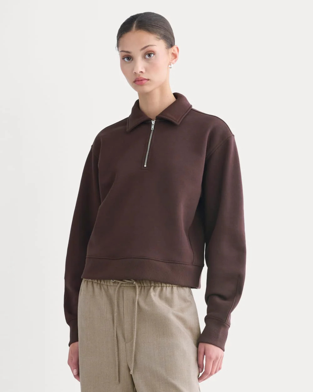 Luxe Fleece Zip Polo | Dark Chocolate | Everlane