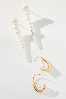 Pearly Drop Earrings, Set of 2 | Anthropologie (US)