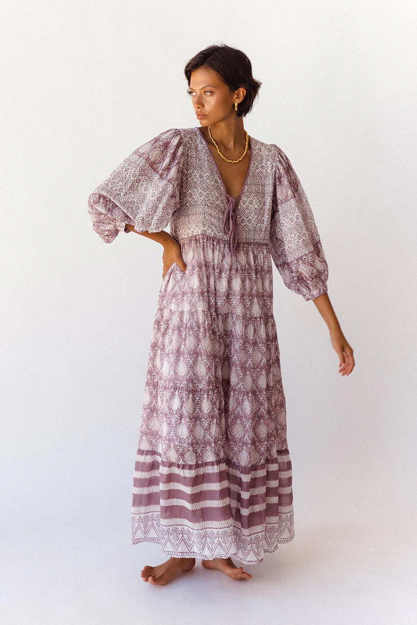 Jasmine Maxi Dress - Lavender | Daughters of India
