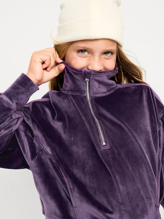 Long-Sleeve Velour Half-Zip Pullover for Girls | Old Navy (US)
