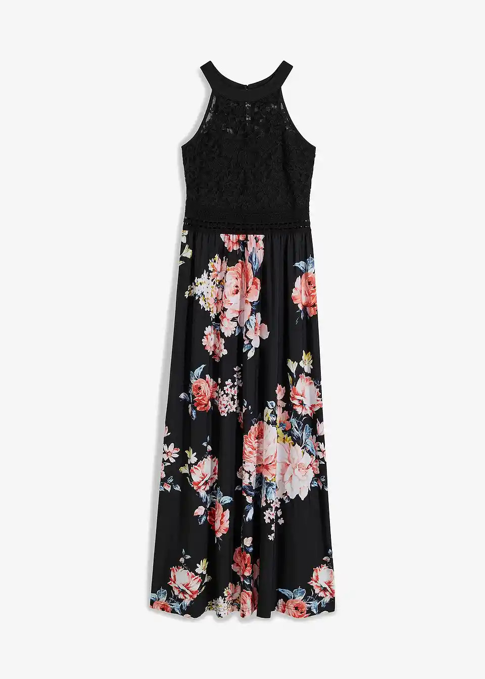 Maxikleid mit Blumen-Print und Spitze | Bonprix DE