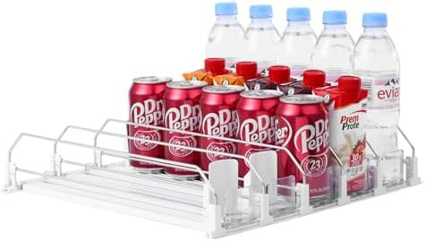 Drink Organizer for Fridge-White Automatic Pusher Glide,12oz 16oz 20oz-Soda Dispenser for Fridge-... | Amazon (US)