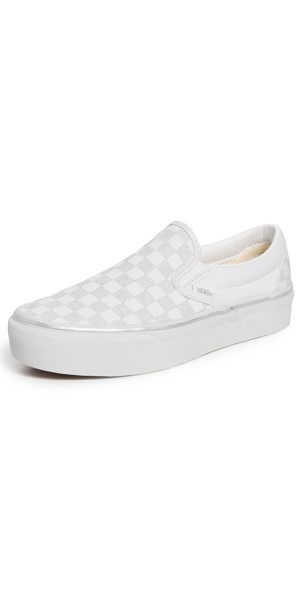 Vans Classic Slip On Platform Sneakers Metallic Checkerboard Silver M 9.5/ W 11 | Shopbop
