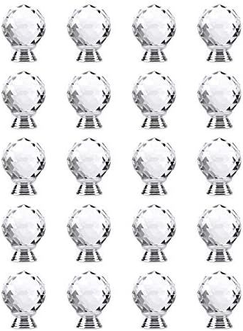 Probrico 20 Pack Glass Cabinet Knobs Round Crystal Drawer Pulls Clear 30mm Diamond Handles for Ki... | Amazon (US)