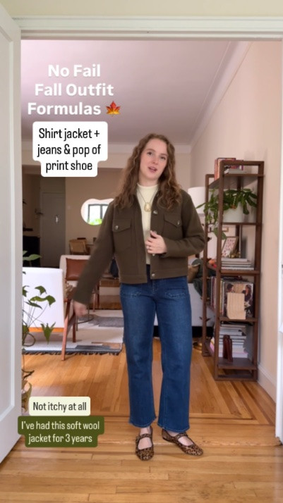 Easy fall outfits. This merino shirt jacket is so soft and lightweight. Wearing xs. Jeans are 25 regular I’m 5ft 2

#LTKSaleAlert