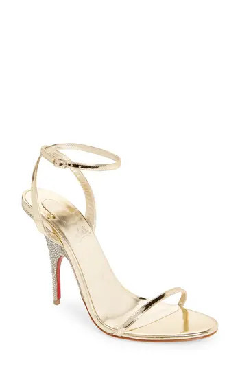 Christian Louboutin Arch Queen Crystal Embellished Sandal in Platine/Lin Plat Cocco at Nordstrom Rack, Size 10.5Us / 40.5Eu | Nordstrom Rack