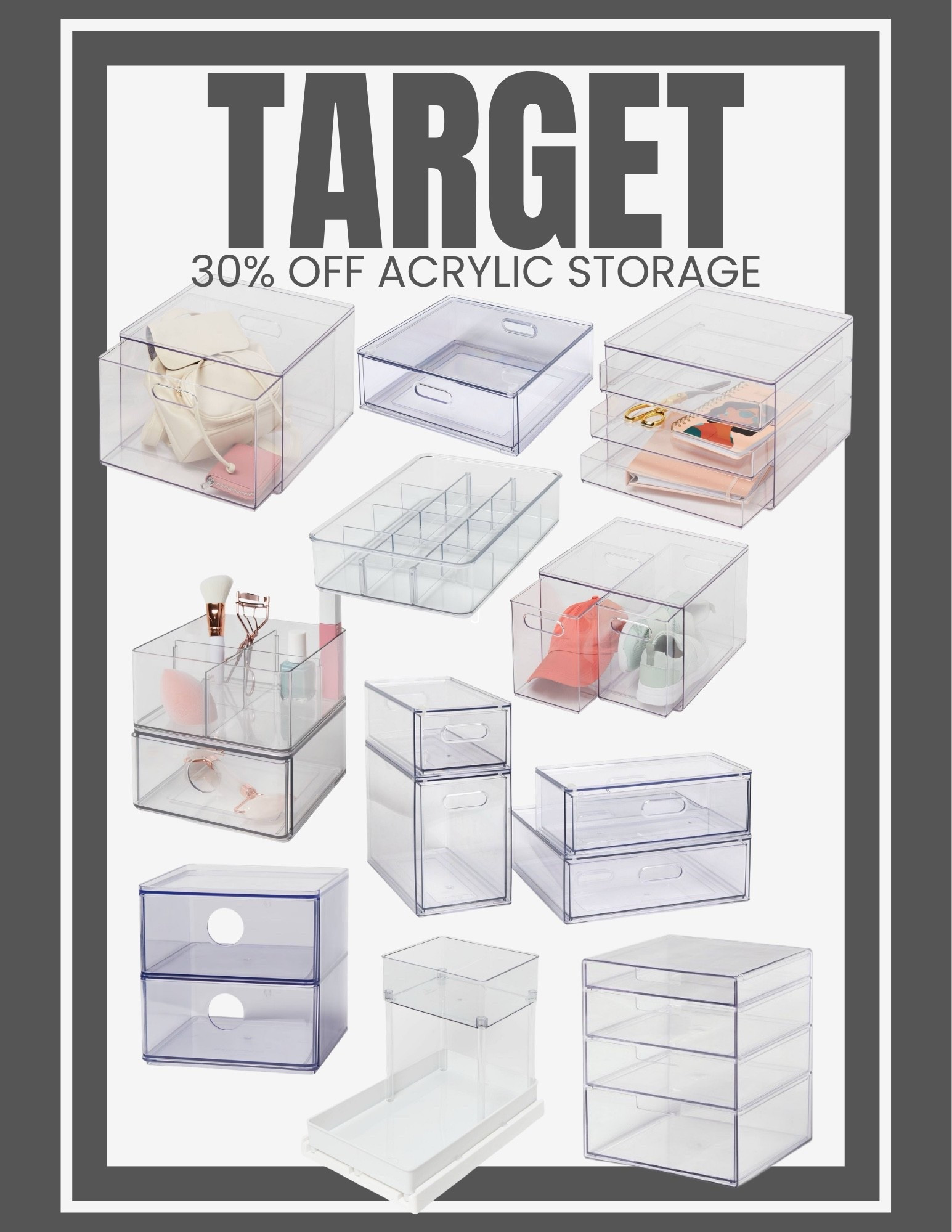 Save 30% on acrylic storage of all shapes and size. 4 day only sale!

#LTKSaleAlert #LTKHome