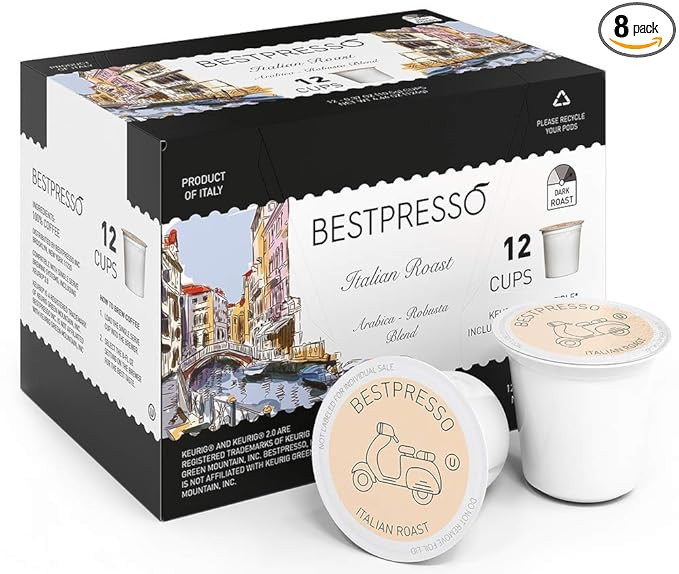 Bestpresso Coffee, Italian Roast Single Serve K-Cup Pods, Dark Roast, 96 Count (Compatible With 2... | Amazon (US)