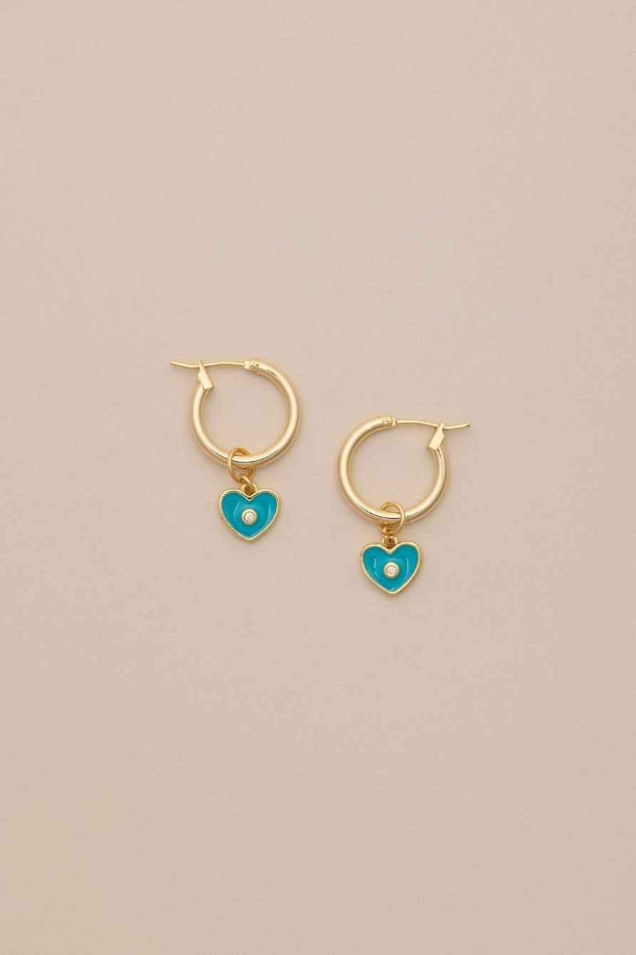 TURQUOISE HEART CHARM HOOP | Lucky Brand