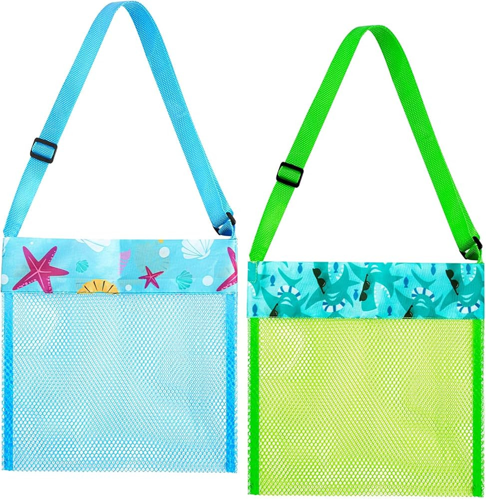 Seashell Bags for Kids, Beach Mesh Shell Bag, Beach Bag for Kids with Adjustable Carrying Straps ... | Amazon (US)