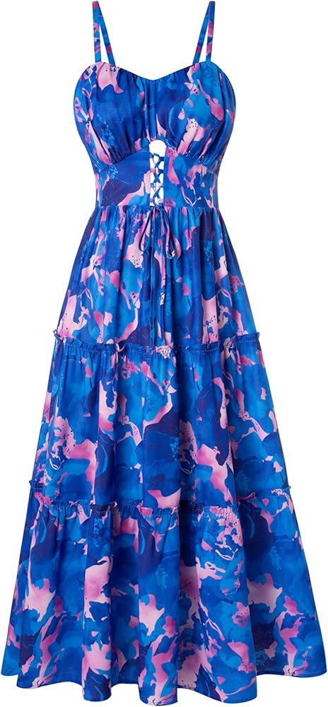 GRACE KARIN 2026 Women's Spaghetti Vacation Sundress Summer Beach Flowy Boho Floral Maxi Dresses ... | Amazon (US)
