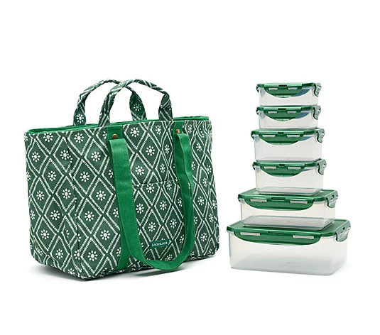 LocknLock 2-Pc Tote Bags w/ 6-Pc Rectangle Set - QVC.com | QVC