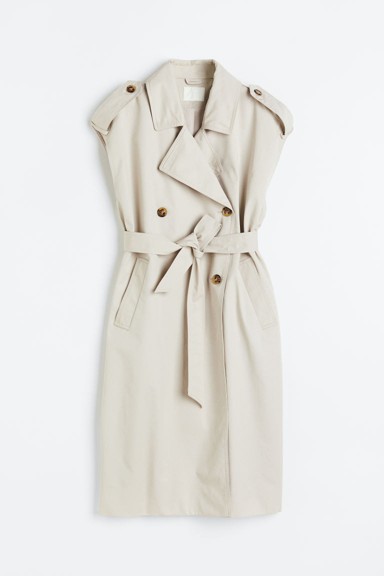 H & M - Sleeveless Trench Coat - Brown | H&M (US + CA)