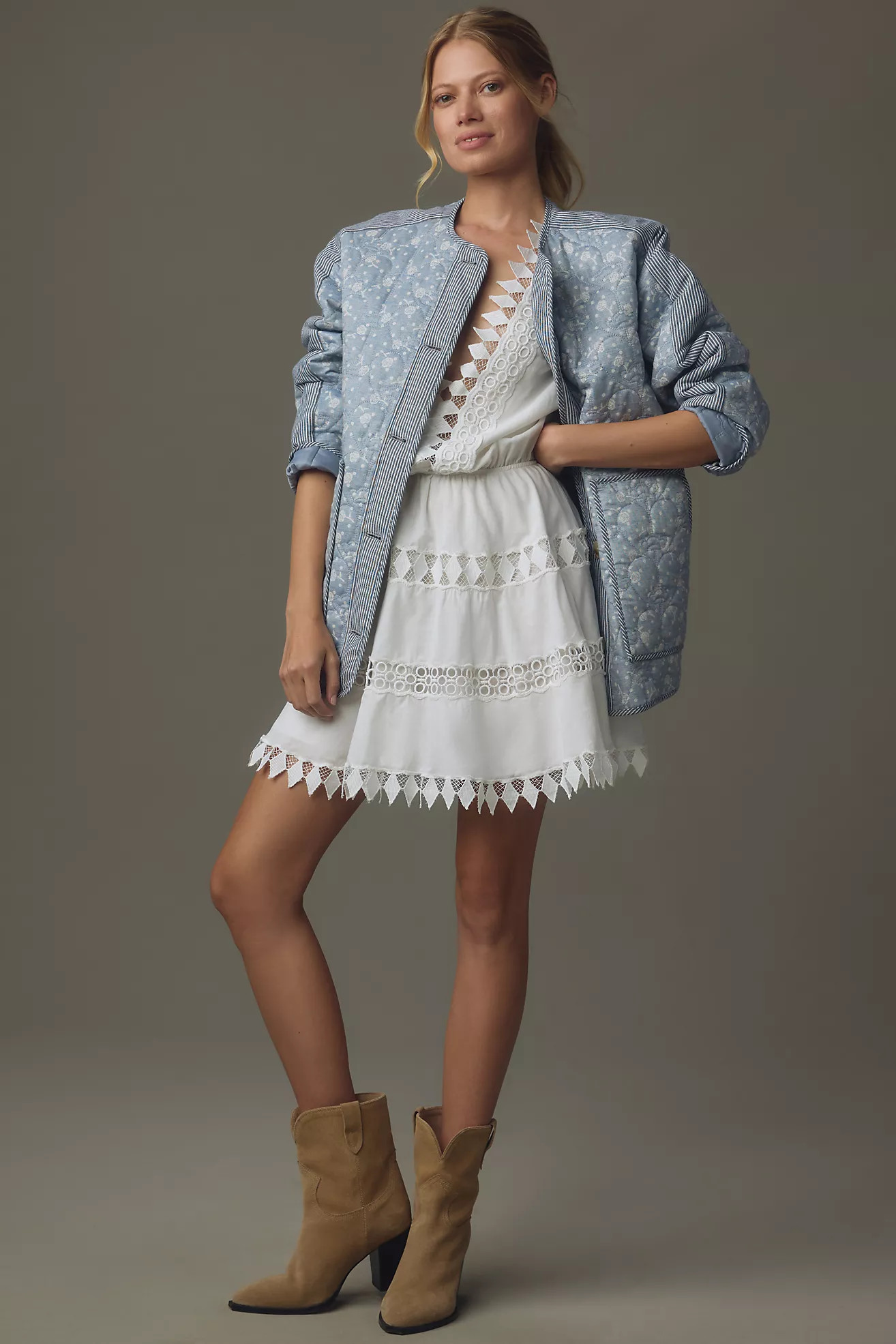 Avec Les Filles Floral Stripe Quilted Jacket | Anthropologie (US)