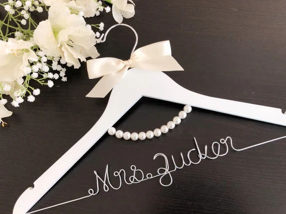 CUSTOM Wedding Hanger With Pearl Bridal Hangerpersonalized - Etsy | Etsy (US)