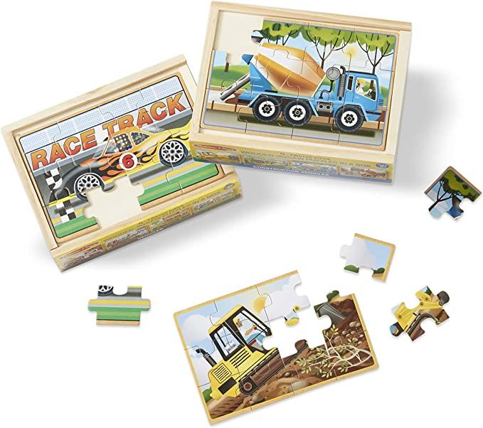 Melissa & Doug Construction Vehicles 4-in-1 Wooden Jigsaw Puzzles in a Box (48 pcs) - FSC-Certifi... | Amazon (US)