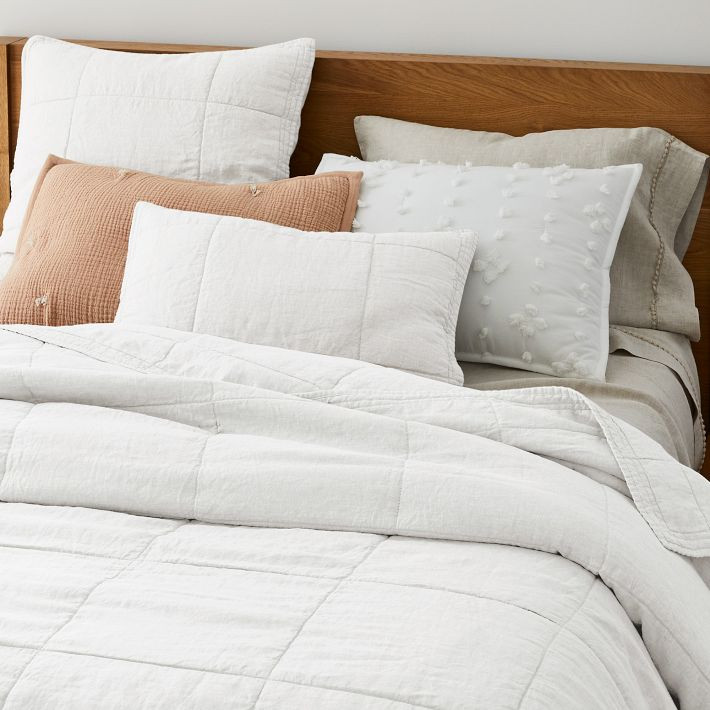 European Flax Linen Box Stitch Quilt & Sham Set | West Elm (US)